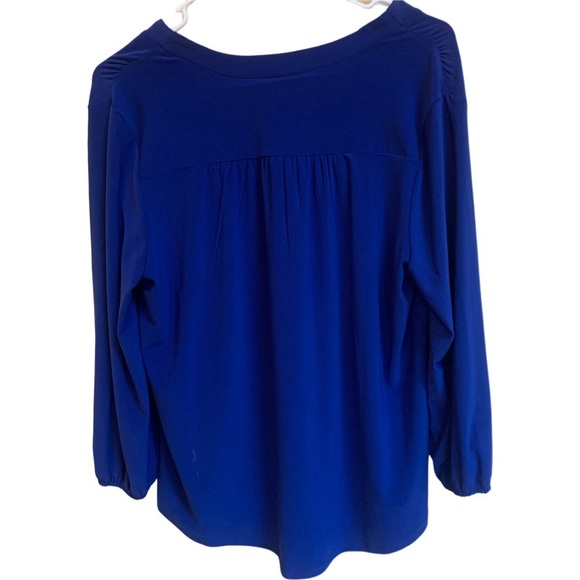 NWT Vince Camuto Goddess Royal Blue Relaxed Fit Pullover V-Neck Blouse S… - Picture 5 of 7